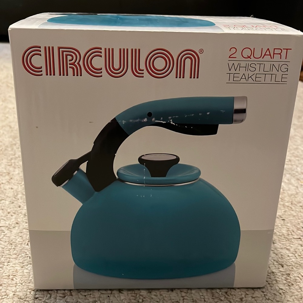 Teal Circling 2 quart Whistling Tea Kettle